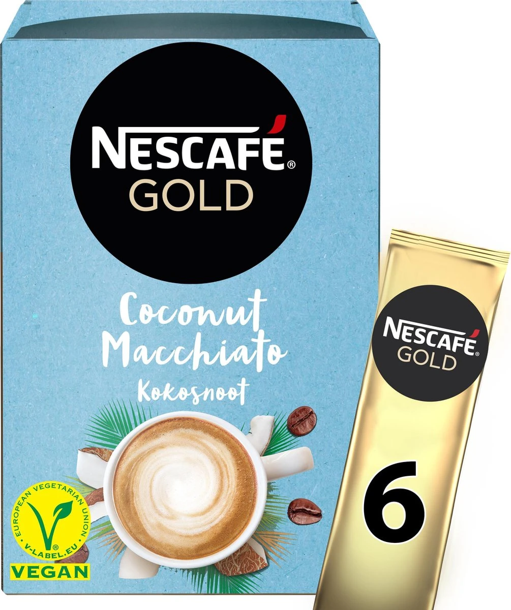Nescafé Gold Coconut Macchiato Oploskoffie - 6 Doosjes à 6 Zakjes 6 Nescafé Gold Coconut Macchiato Oploskoffie - 6 Doosjes à 6 Zakjes - Afbeelding 4
