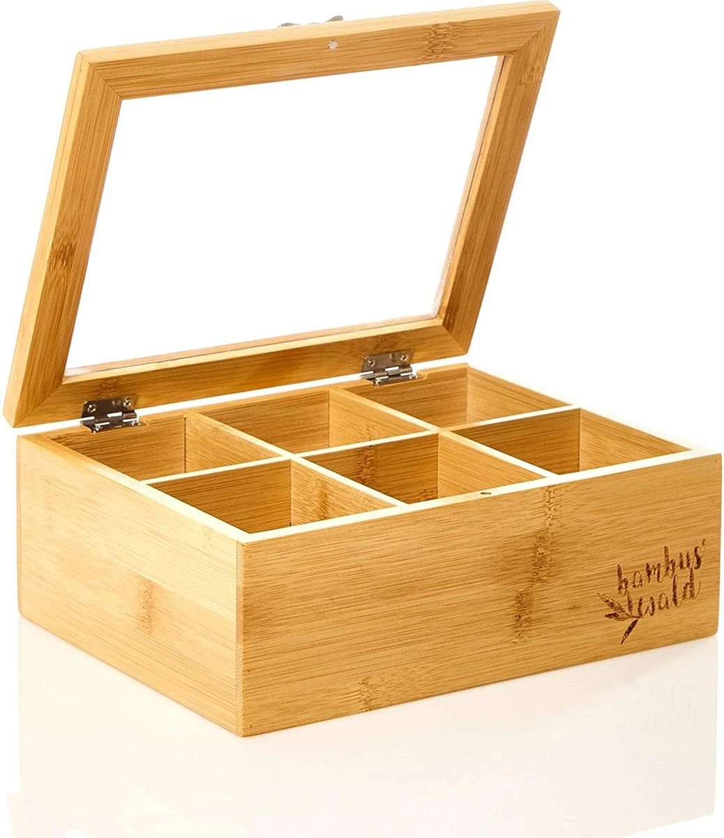Bambuswald© Houten Theedoos Met 6 Vakken Gemaakt Van 100% Duurzame Bamboe 3 Bambuswald© Houten Theedoos Met 6 Vakken Gemaakt Van 100% Duurzame Bamboe