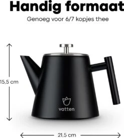 Vatten® - Premium RVS Theepot - Incl. RVS Theefilter - 1L - Zwart - Dubbelwandig 12 Vatten® - Premium RVS Theepot - Incl. RVS Theefilter - 1L - Zwart - Dubbelwandig -Koffie Kortings Winkel 1077x1200 1
