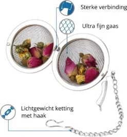 Merkloos Thee Zeef Set 3 Stuks Ø 9 / Ø 7 / Ø 5 - Thee/kruiden Kogel RVS -Thee Ei RVS - Kruiden Zeef/filter RVS -Koffie Kortings Winkel 1111x1200 7