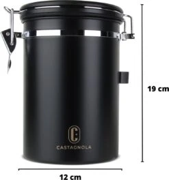 Castagnola Koffie Bewaarbus - Luchtdicht Met CO2 Uitlaat - Voor 600 Gram Koffiebonen - Koffieblik Matzwart Voorraadbussen - Voorraadbus - 1.8L 13 Castagnola Koffie Bewaarbus - Luchtdicht Met CO2 Uitlaat - Voor 600 Gram Koffiebonen - Koffieblik Matzwart Voorraadbussen - Voorraadbus - 1.8L -Koffie Kortings Winkel 1123x1200