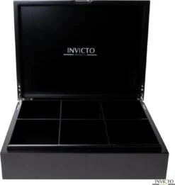 Invicto Products Theedoos 6 Vaks - Ruimte Voor 120 Theezakjes - Bamboe - Anti Slip En Anti Kras - Zwart -Koffie Kortings Winkel 1136x1200 1