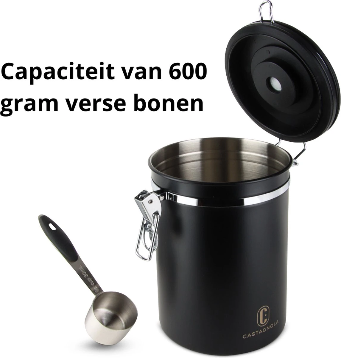 Castagnola Koffie Bewaarbus - Luchtdicht Met CO2 Uitlaat - Voor 600 Gram Koffiebonen - Koffieblik Matzwart Voorraadbussen - Voorraadbus - 1.8L 6 Castagnola Koffie Bewaarbus - Luchtdicht Met CO2 Uitlaat - Voor 600 Gram Koffiebonen - Koffieblik Matzwart Voorraadbussen - Voorraadbus - 1.8L - Afbeelding 4