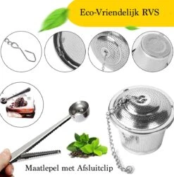 TeaLux 5-Delig RVS Theefilters Set Met Maatlepel En Lekbakjes En Knijper - Theezeef Voor Losse Thee En Kruiden - Tea InfuserStrainer Giftset - Verse Thee FilterZeef Cadeau Pakket - Kruidenbuiltje Ei Met Onderzetters - Geschenkset -Koffie Kortings Winkel 1175x1200