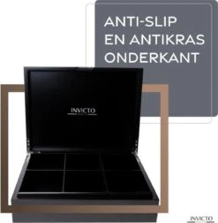 Invicto Products Theedoos 6 Vaks - Ruimte Voor 120 Theezakjes - Bamboe - Anti Slip En Anti Kras - Zwart -Koffie Kortings Winkel 1176x1200