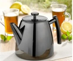Vaja® Theepot Juliette Met Filter - Dubbelwandig -Theekan 1.0L - Glimmend Zwart -Koffie Kortings Winkel 1200x1002