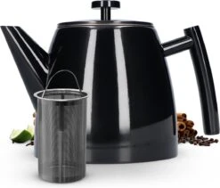 Vaja® Theepot Juliette Met Filter - Dubbelwandig -Theekan 1.0L - Glimmend Zwart -Koffie Kortings Winkel 1200x1024 2