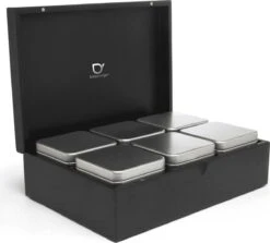 Bredemeijer - Theedoos 6 Blikjes Zwart -Koffie Kortings Winkel 1200x1085 1