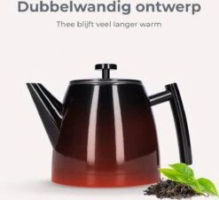 Vaja® Theepot Juliette Met Filter - Dubbelwandig -Theekan 1.0L - Glimmend Zwart -Koffie Kortings Winkel 1200x1099 3
