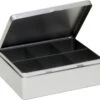 Merkloos Zilveren 6-vaks Theedoos/theekist 20 Cm - Keuken Accessoires - Theezakjes Houder Bewaarblik -Koffie Kortings Winkel 1200x1136 1