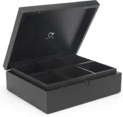 Bredemeijer Theedoos 6 Vaks Gesloten Bamboe Zwart