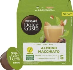 Nescafé Dolce Gusto Almond Macchiato Capsules - Vegan Koffie - 36 Koffiecups -Koffie Kortings Winkel 1200x1151