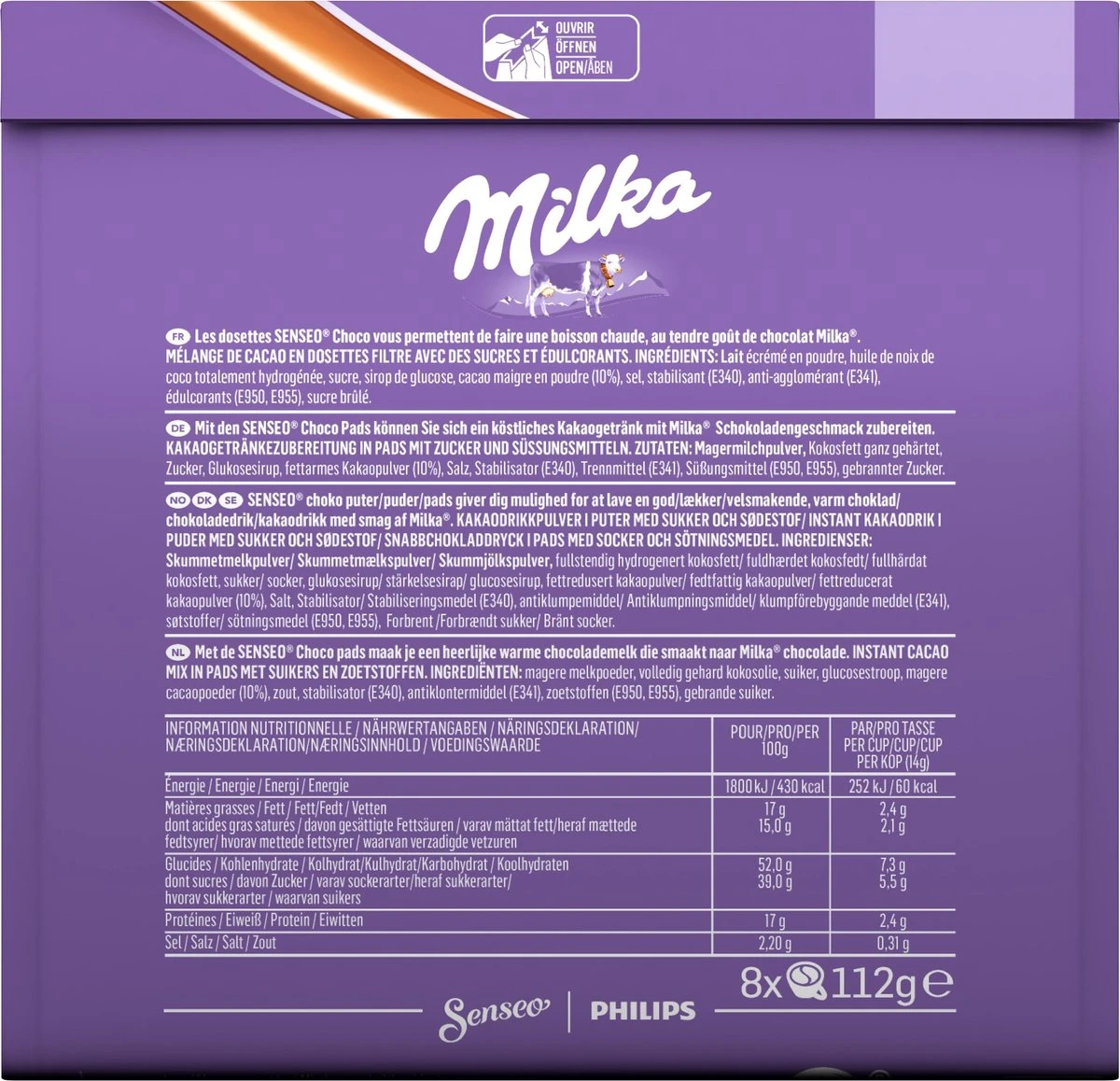 Senseo Milka Pads - 4 X 8 Pads - Warme Chocolademelk 4 Senseo Milka Pads - 4 X 8 Pads - Warme Chocolademelk - Afbeelding 2