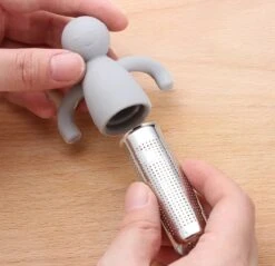 Theemannetjes - Theefilter Voor Losse Thee - Thee Infuser - Thee Zeef - Siliconen - Vaatwasserbestendig - Grijs - 2stuks -Koffie Kortings Winkel 1200x1161