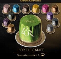 L'OR Lungo Elegante Koffiecups - Intensiteit 6/12 - 10 X 20 Capsules -Koffie Kortings Winkel 1200x1173 2