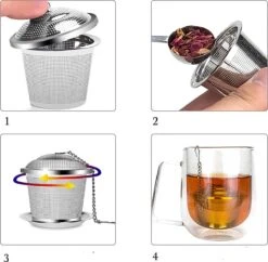 TeaLux 5-Delig RVS Theefilters Set Met Maatlepel En Lekbakjes En Knijper - Theezeef Voor Losse Thee En Kruiden - Tea InfuserStrainer Giftset - Verse Thee FilterZeef Cadeau Pakket - Kruidenbuiltje Ei Met Onderzetters - Geschenkset -Koffie Kortings Winkel 1200x1174 3