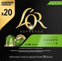 L'OR Lungo Elegante Koffiecups - Intensiteit 6/12 - 10 X 20 Capsules -Koffie Kortings Winkel 1200x1187 2
