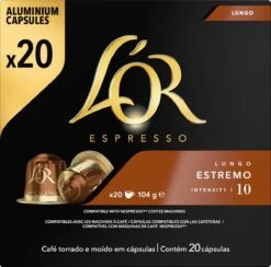 L'OR Lungo Estremo (10) - 10 X 20 Koffiecups -Koffie Kortings Winkel 1200x1187 7