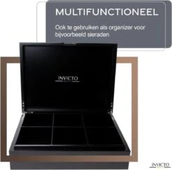 Invicto Products Theedoos 6 Vaks - Ruimte Voor 120 Theezakjes - Bamboe - Anti Slip En Anti Kras - Zwart -Koffie Kortings Winkel 1200x1188 2