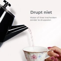 Vaja® Theepot Juliette Met Filter - Dubbelwandig -Theekan 1.0L - Glimmend Zwart -Koffie Kortings Winkel 1200x1194 4