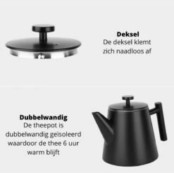 Castagnola Theepot Met Filter – Theekan – Theepot Dubbelwandig – Theepot Roestvrijstaal – Hoogwaardig RVS – 1 Liter – 5 Kopjes Thee – Zwart 17 Castagnola Theepot Met Filter – Theekan – Theepot Dubbelwandig – Theepot Roestvrijstaal – Hoogwaardig RVS – 1 Liter – 5 Kopjes Thee – Zwart -Koffie Kortings Winkel 1200x1195 14
