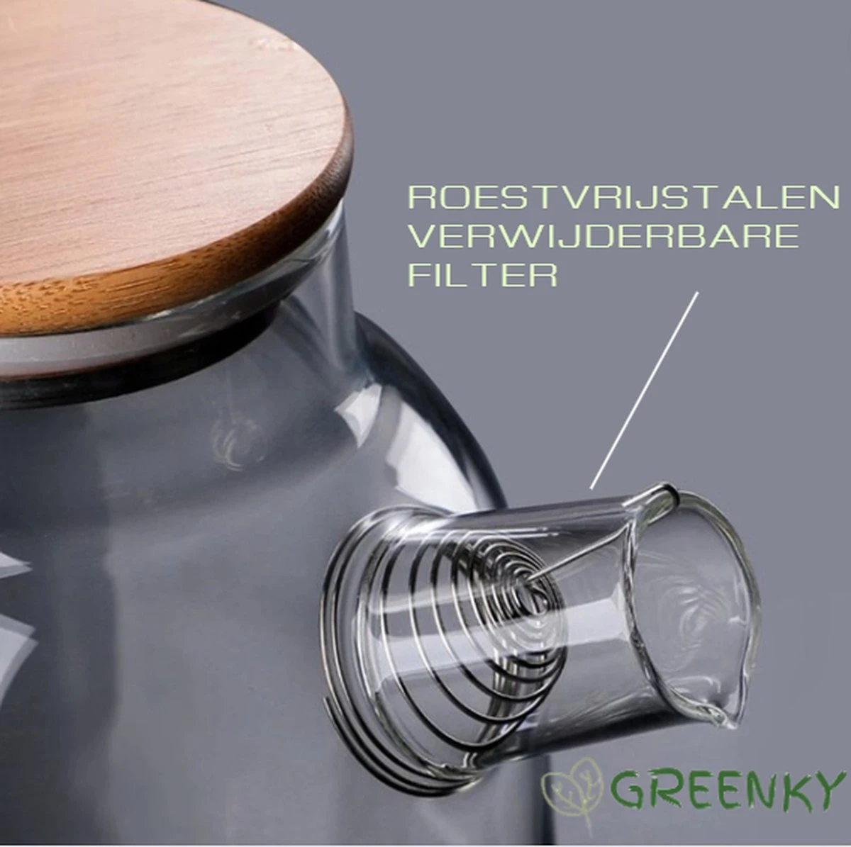 GREENKY Glazen Theepot Met Filter En Bamboe Deksel- Theekan - Duurzaam - Filter - Theehouder - Theeglas - Fruitkan - Schenkkan - Teapot - 1Liter - 1000ml 4 GREENKY Glazen Theepot Met Filter En Bamboe Deksel- Theekan - Duurzaam - Filter - Theehouder - Theeglas - Fruitkan - Schenkkan - Teapot - 1Liter - 1000ml - Afbeelding 2