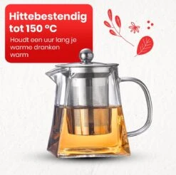 Procidi® Glazen Theepot Met Filter - Theekan Met Infuser - Dubbelwandig Borosilicaat Glas - Thee Thermoskan - Koffiekan 950 ML - Teapot -Koffie Kortings Winkel 1200x1197 17