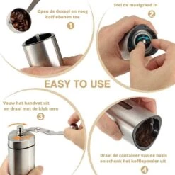 Comes In Handy - Koffiemolen Handmatig - Keramische Kern - Roestvrijstaal - Instelbare Maalgraad -Koffie Kortings Winkel 1200x1200 357