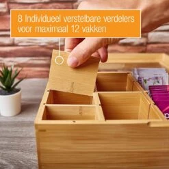 Amazy Theedoos Bamboe Extra Groot Met Lade En Theeplank - Thee Opslag Voor Theezakjes, Organizer Houten Doos Met Theekist, Theedozen Met 8 Verstelbare Verdelers, Opbergdoos -Koffie Kortings Winkel 1200x1200 362