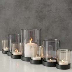 Theelichthouder Zwart Metaal / Glas. Set Van 9 -Koffie Kortings Winkel 1200x1200 406