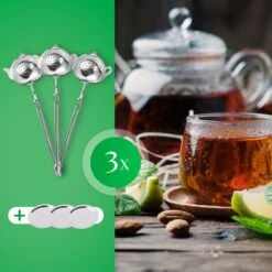 Theezeef Met Handvat Inclusief Lekplaatje - Set Van 3 Stuks - Thee Ei Voor Losse Thee - Theefilter Voor Losse Thee - Thee Infuser -Koffie Kortings Winkel 1200x1200 425