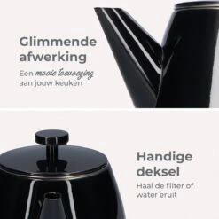 Vaja® Theepot Juliette Met Filter - Dubbelwandig -Theekan 1.0L - Glimmend Zwart -Koffie Kortings Winkel 1200x1200 438