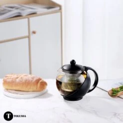 Tolussa Premium Theepot Glas Met Filter - 1.25L - Zwart - Isolerend - Lekt Niet -Koffie Kortings Winkel 1200x1200 452