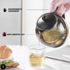 Tolussa Premium Theepot Glas Met Filter - 1.25L - Zwart - Isolerend - Lekt Niet -Koffie Kortings Winkel 1200x1200 456