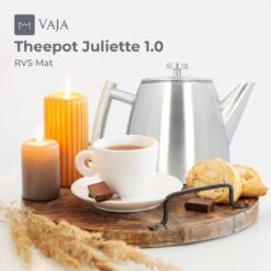 Vaja® Theepot Camille Met Filter - Zilver - 1.0L - RVS Dubbelwandig - Theekan -Koffie Kortings Winkel 1200x1200 464