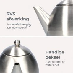 Vaja Valerie - Theepot Met Filter - Dubbelwandig - RVS - 1.2L -Koffie Kortings Winkel 1200x1200 471