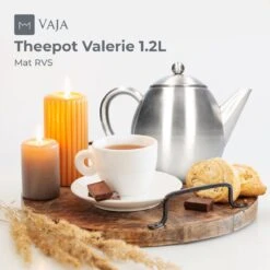 Vaja Valerie - Theepot Met Filter - Dubbelwandig - RVS - 1.2L -Koffie Kortings Winkel 1200x1200 474