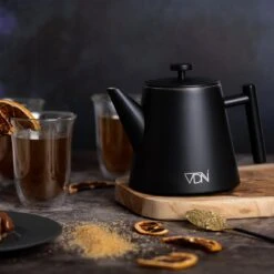 VDN RVS Theepot Dubbelwandig Met Filter - Zwarte Theekan 1 Liter - 902 -Koffie Kortings Winkel 1200x1200 493