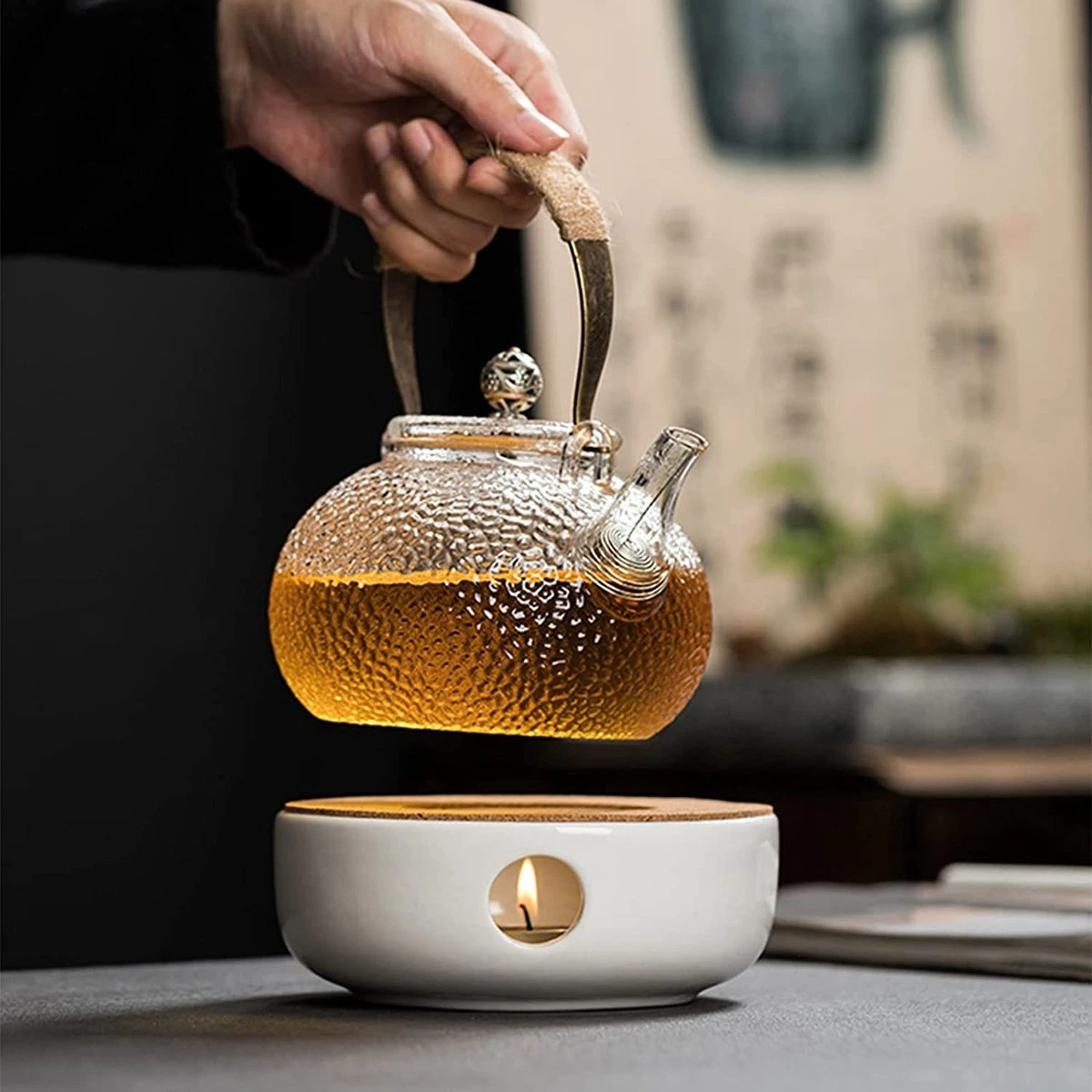 ConBlom Keramische Theepot, Warmer, Theewarmer, Koffiewarmer, Stoofje, Met Kurk-stoofje, Theepot Basis, Theefornuis, Melkwarmer Voor Thuis, Café, Theemelk (zonder Kaars En Theepot) 9 ConBlom Keramische Theepot, Warmer, Theewarmer, Koffiewarmer, Stoofje, Met Kurk-stoofje, Theepot Basis, Theefornuis, Melkwarmer Voor Thuis, Café, Theemelk (zonder Kaars En Theepot) - Afbeelding 7