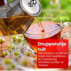 Procidi® Glazen Theepot Met Filter - Theekan Met Infuser - Dubbelwandig Borosilicaat Glas - Thee Thermoskan - Koffiekan 750 ML - Teapot -Koffie Kortings Winkel 1200x1200 508