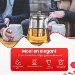 Procidi® Glazen Theepot Met Filter - Theekan Met Infuser - Dubbelwandig Borosilicaat Glas - Thee Thermoskan - Koffiekan 950 ML - Teapot -Koffie Kortings Winkel 1200x1200 521