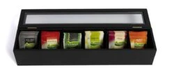CasaLupo Theedoos Zwart 6-vaks - Met Fluweel - 43 X 9 Cm -Koffie Kortings Winkel 1200x500