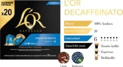 L'OR Espresso Decaffeinato (6) - 10 X 20 Koffiecups -Koffie Kortings Winkel 1200x656