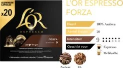 L'OR Espresso Forza Koffiecups - Intensiteit 9/12 - 10 X 20 Capsules -Koffie Kortings Winkel 1200x669