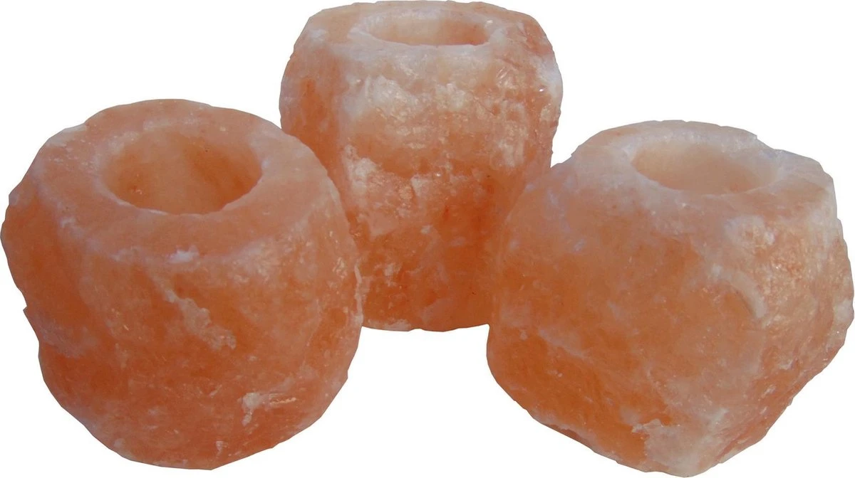 Himalaya Zoutsteen Theelichthouder Natural (Set Van 3 Stuks) 3 Himalaya Zoutsteen Theelichthouder Natural (Set Van 3 Stuks)