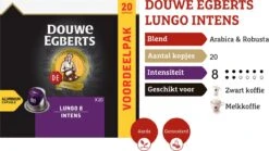 Douwe Egberts Lungo Intens Koffiecups - Intensiteit 8/12 - 10 X 20 Capsules -Koffie Kortings Winkel 1200x673