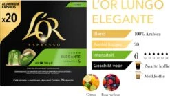 L'OR Lungo Elegante Koffiecups - Intensiteit 6/12 - 10 X 20 Capsules -Koffie Kortings Winkel 1200x677