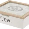 Excellent Houseware MDF En Beechwood Houten Theedoos Wit 9-vaks 24 X 24 X 7 Cm - Theedozen/theekisten -Koffie Kortings Winkel 1200x679