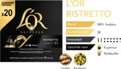L'OR Espresso Ristretto Koffiecups - Intensiteit 11/12 - 10 X 20 Capsules -Koffie Kortings Winkel 1200x685 2
