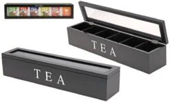 Merkloos Theedoos Theekist Zwart Met 6 Vakken -Koffie Kortings Winkel 1200x721 1